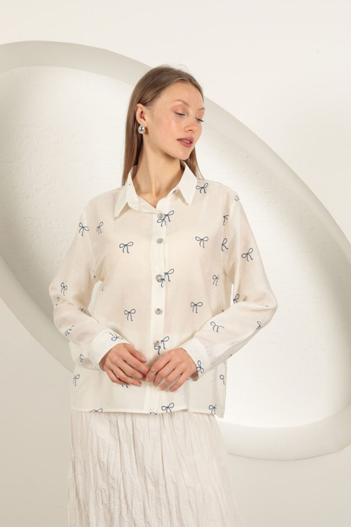 KKT Modal Fabric Bow Patterned Suit-Ecru - Neubrandenburg