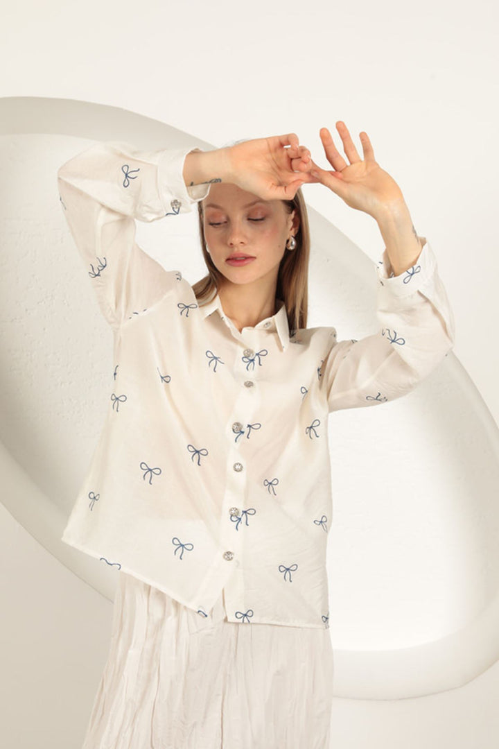 KKT Modal Fabric Bow Patterned Suit-Ecru - Neubrandenburg