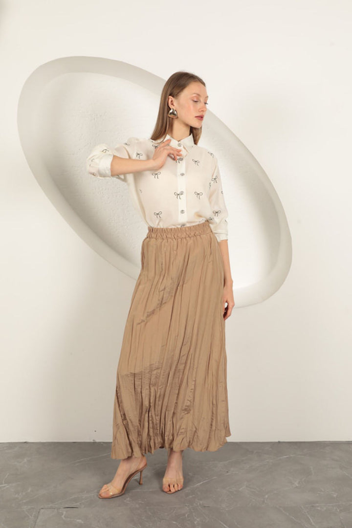 KKT Modal Fabric Bow Patterned Suit-Beige - Portugalete