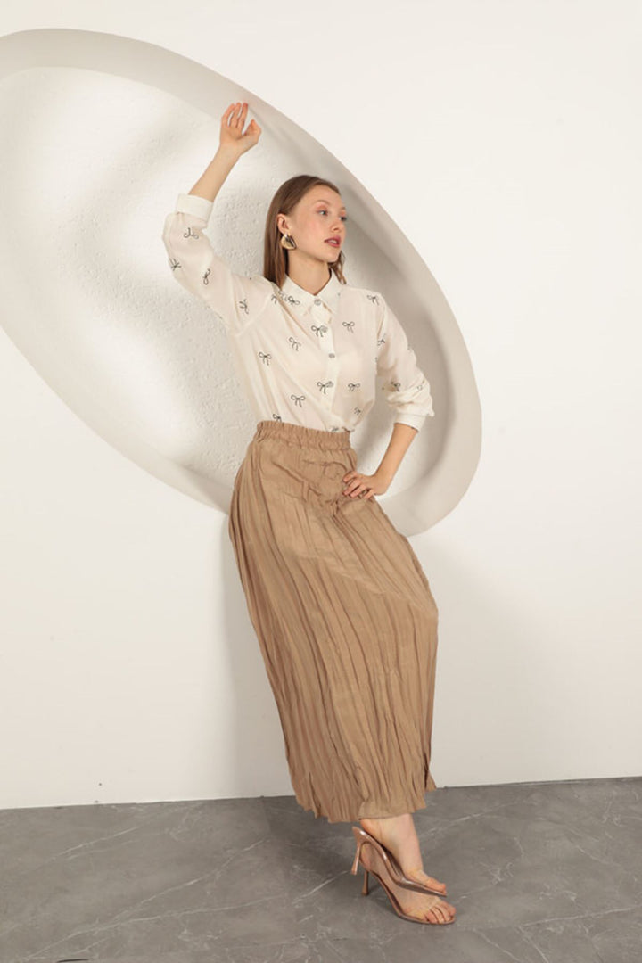 KKT Modal Fabric Bow Patterned Suit-Beige - Portugalete