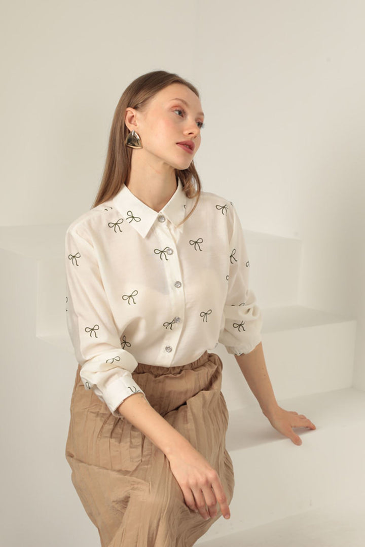 KKT Modal Fabric Bow Patterned Suit-Beige - Portugalete