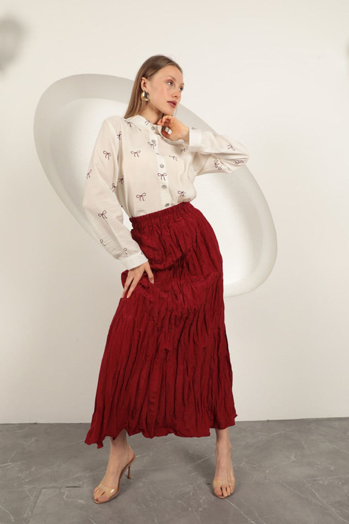 KKT Modal Fabric Bow Patterned Suit-Burgundy - La Independencia