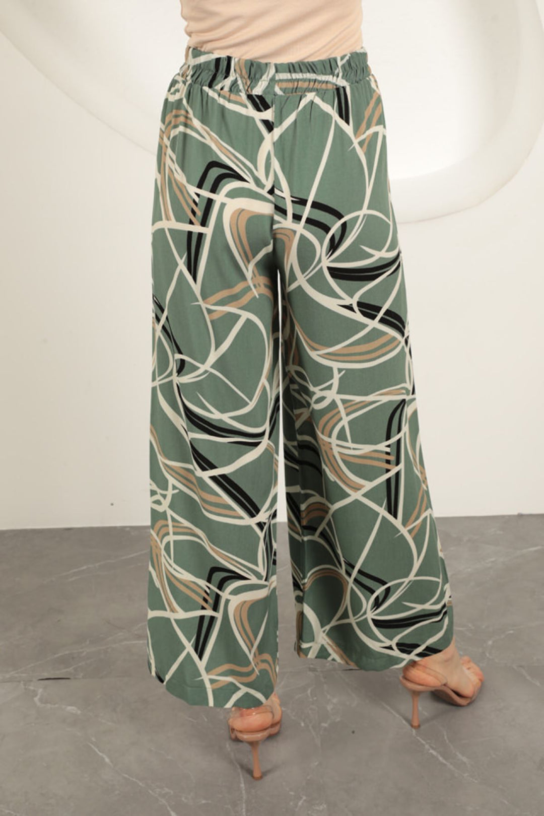 KKT Viscose Fabric Striped Pattern Women's Suit-Khaki - Coral Gables