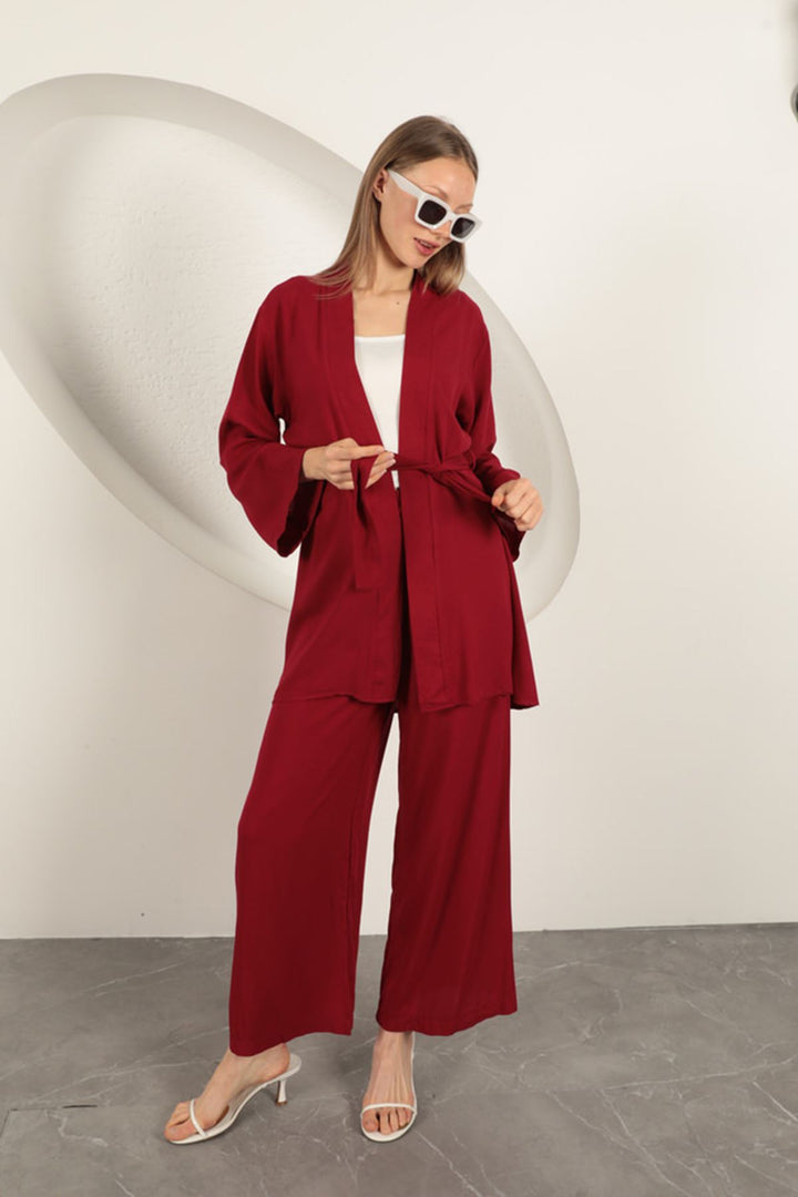 KKT Viscose Fabric Women's Suit-Burgundy - Lodi