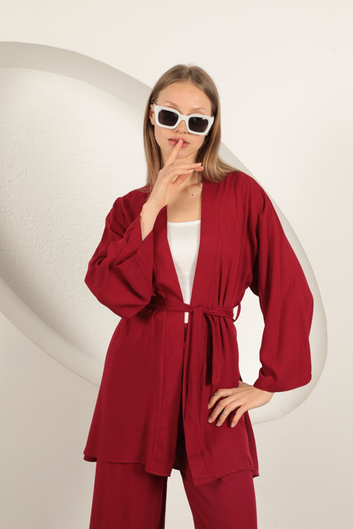 KKT Viscose Fabric Women's Suit-Burgundy - Lodi