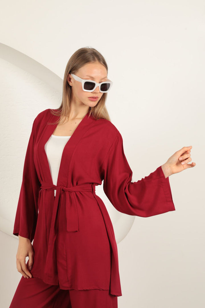 KKT Viscose Fabric Women's Suit-Burgundy - Lodi