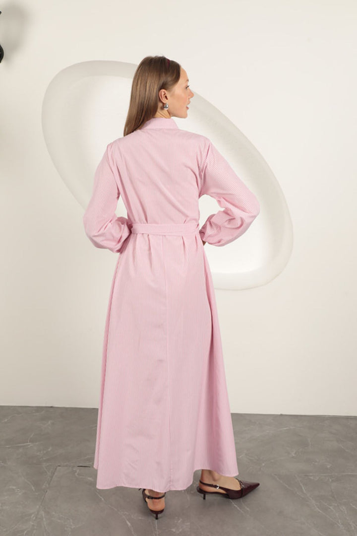 KKT Striped Tie Detail Dress-Pink - Amiens