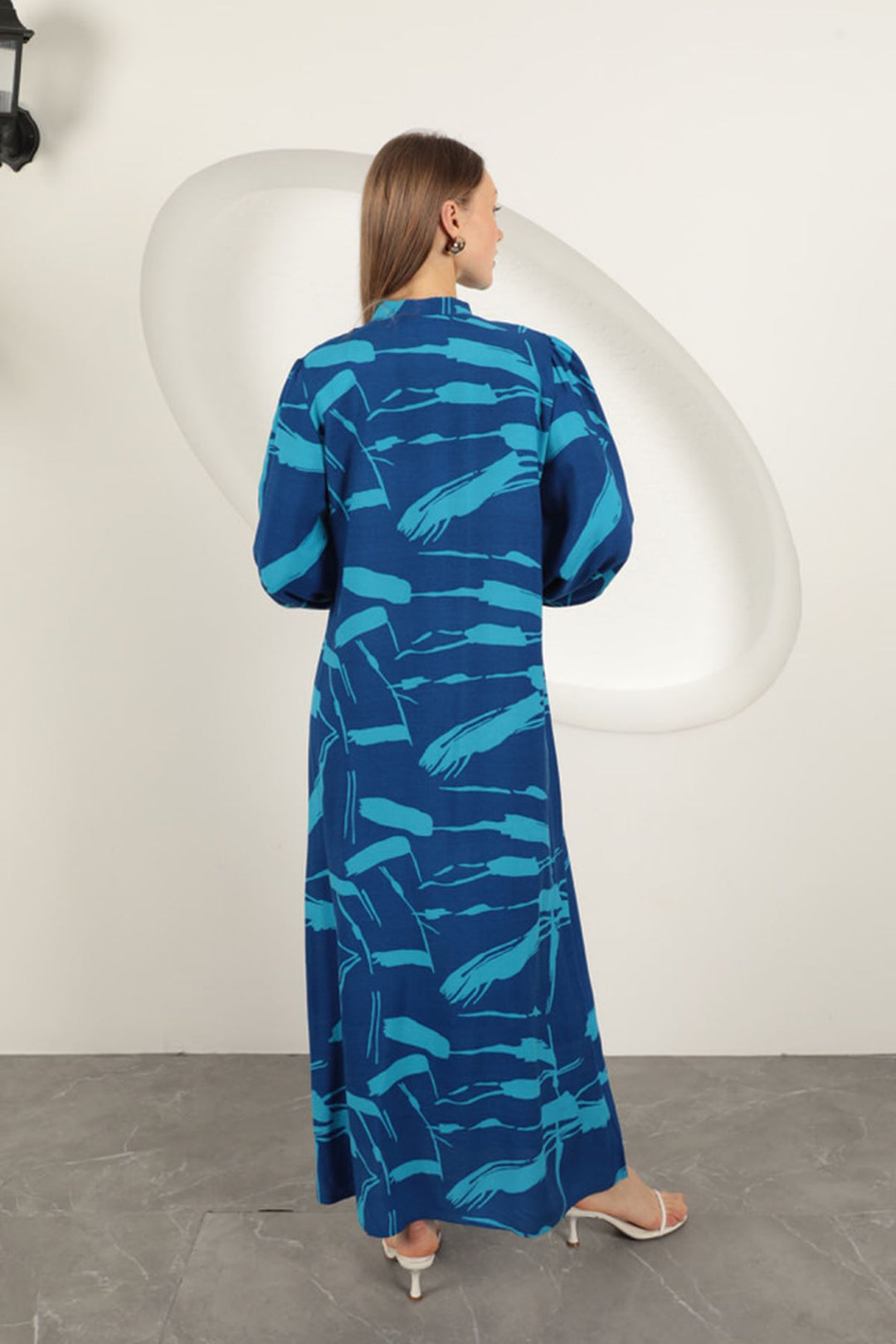 KKT Viscose Fabric Patterned Dress-Sax - Filderstadt