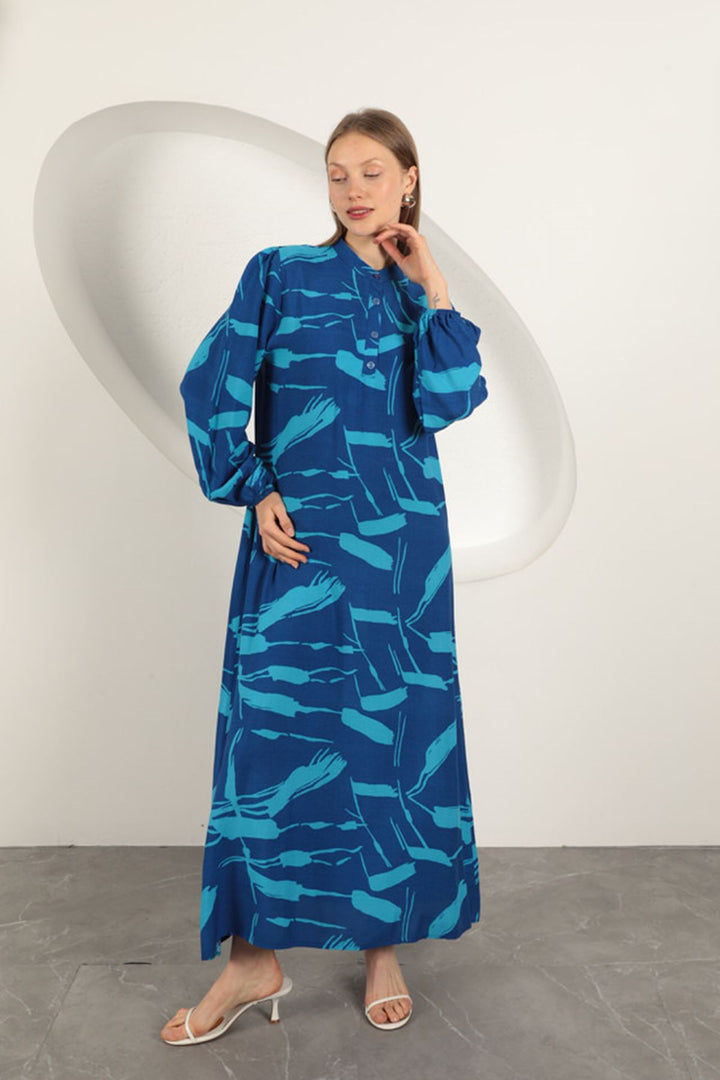 KKT Viscose Fabric Patterned Dress-Sax - Filderstadt