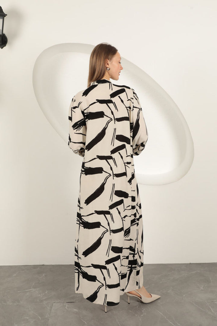 KKT Viscose Fabric Patterned Dress-Ecru - Edmonton