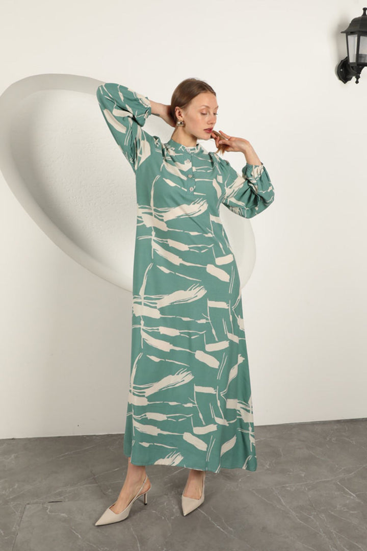 KKT Viscose Fabric Patterned Dress-Mint - Piacenza