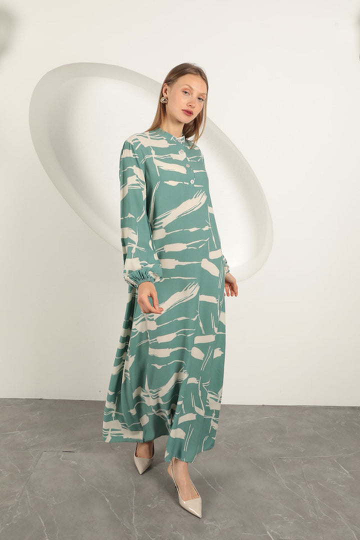 KKT Viscose Fabric Patterned Dress-Mint - Piacenza