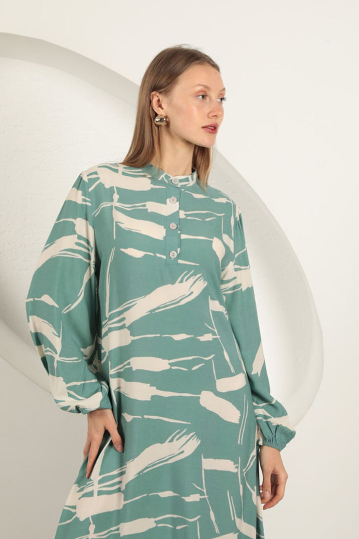 KKT Viscose Fabric Patterned Dress-Mint - Piacenza