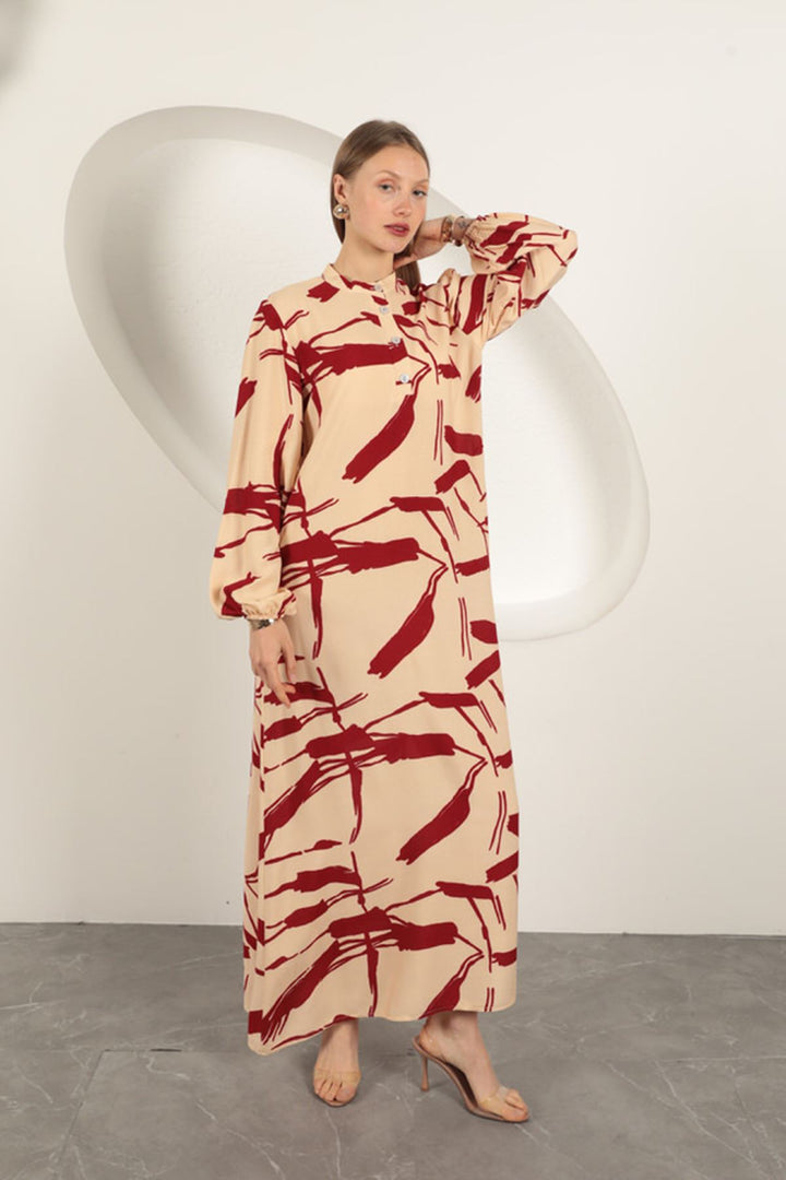 KKT Viscose Fabric Patterned Dress-Beige - Fréjus