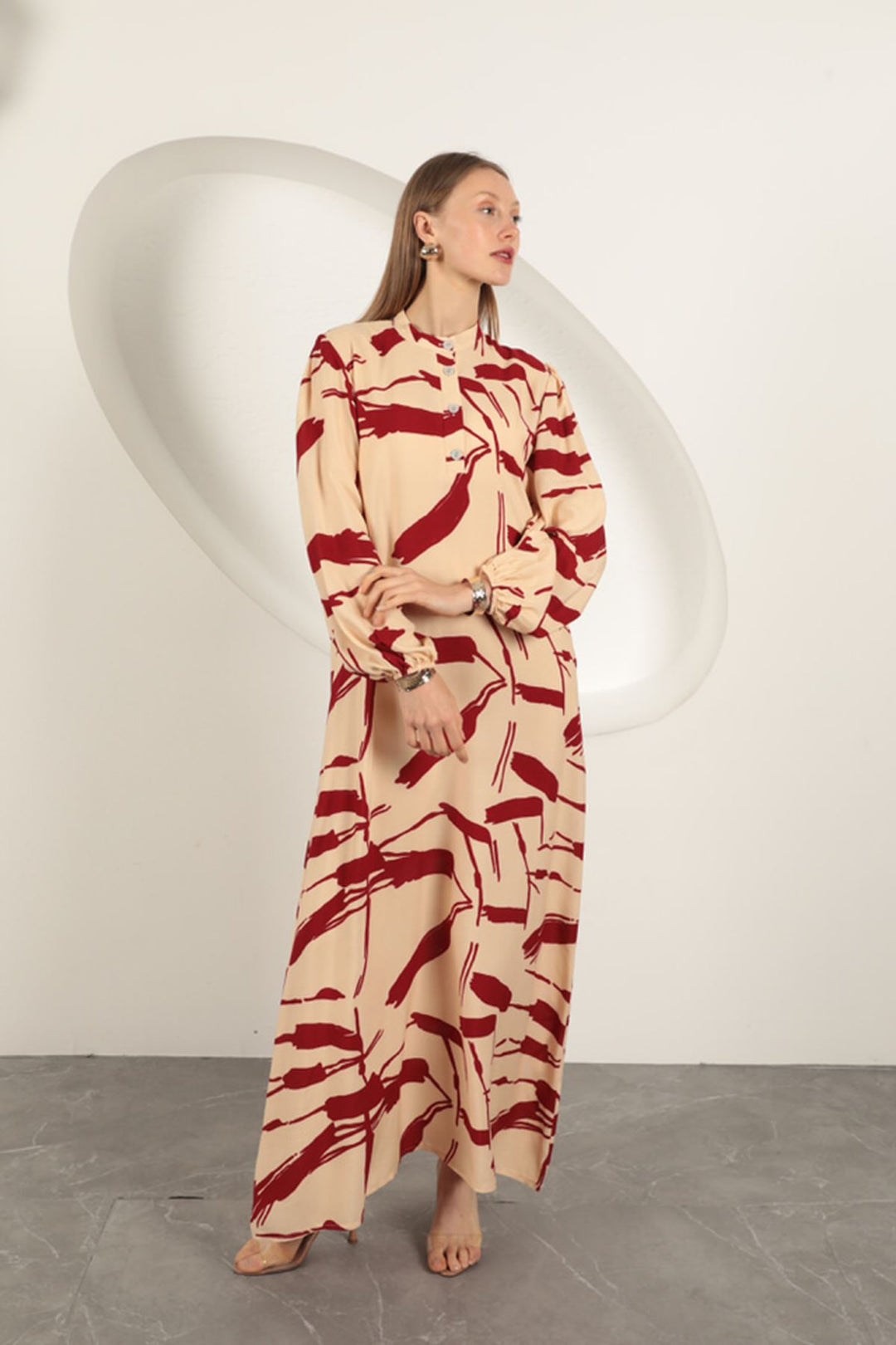 KKT Viscose Fabric Patterned Dress-Beige - Fréjus