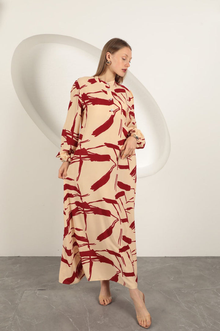 KKT Viscose Fabric Patterned Dress-Beige - Fréjus