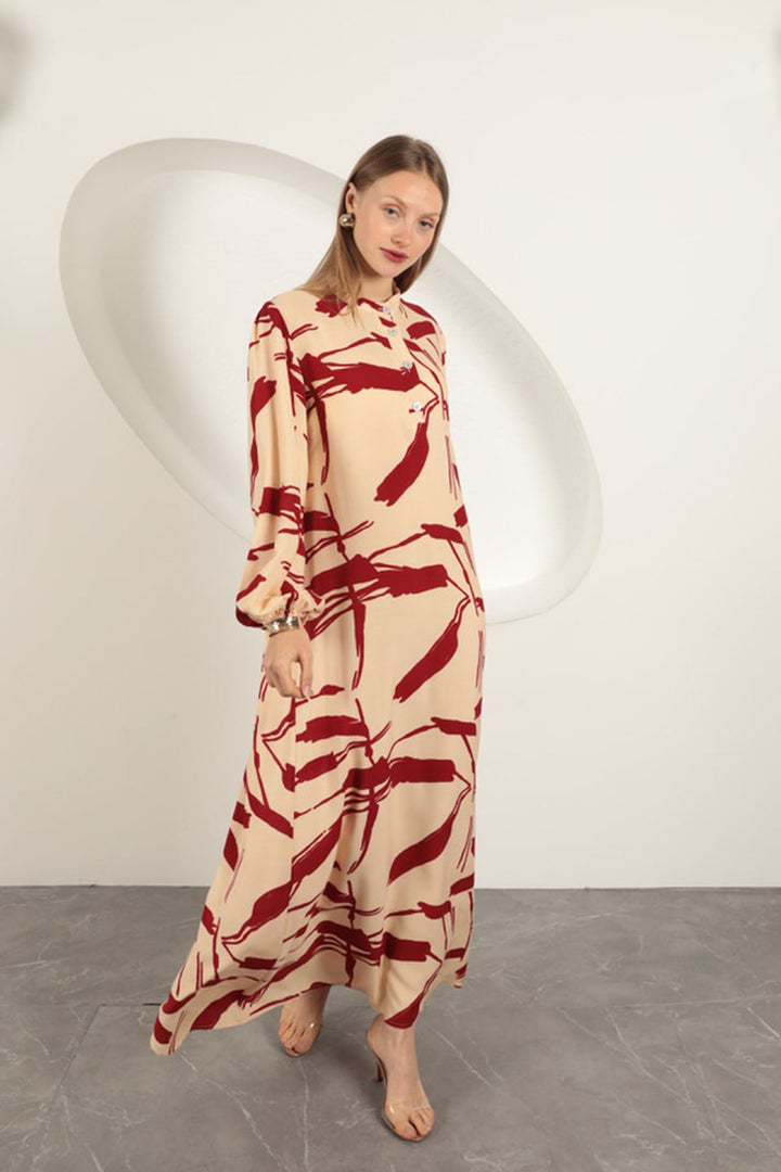 KKT Viscose Fabric Patterned Dress-Beige - Fréjus