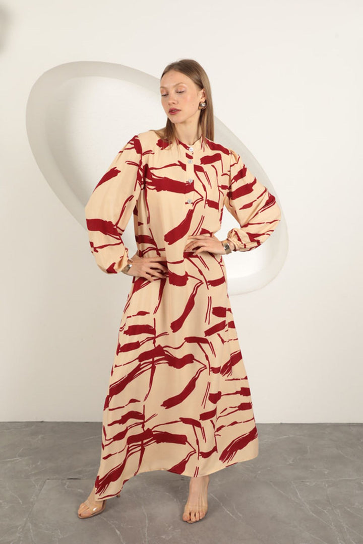 KKT Viscose Fabric Patterned Dress-Beige - Fréjus