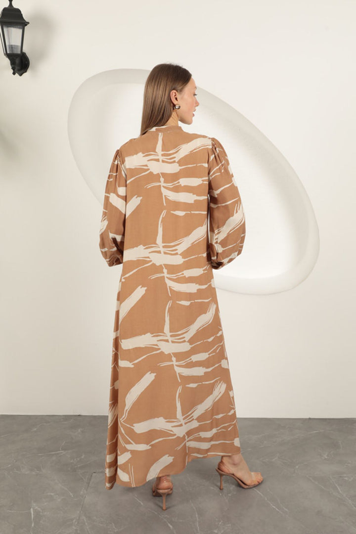 KKT Viscose Fabric Patterned Dress-Tan - Bottrop
