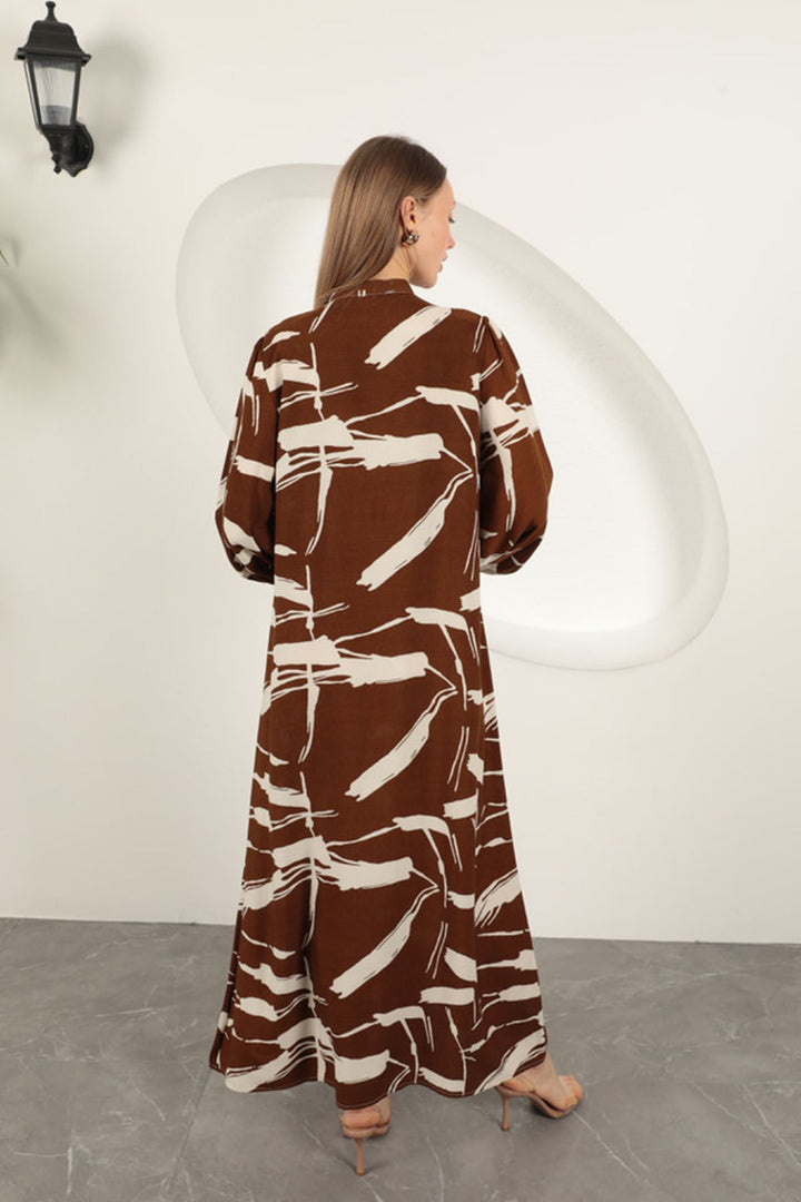 KKT Viscose Fabric Patterned Dress-Coffee - Bootle