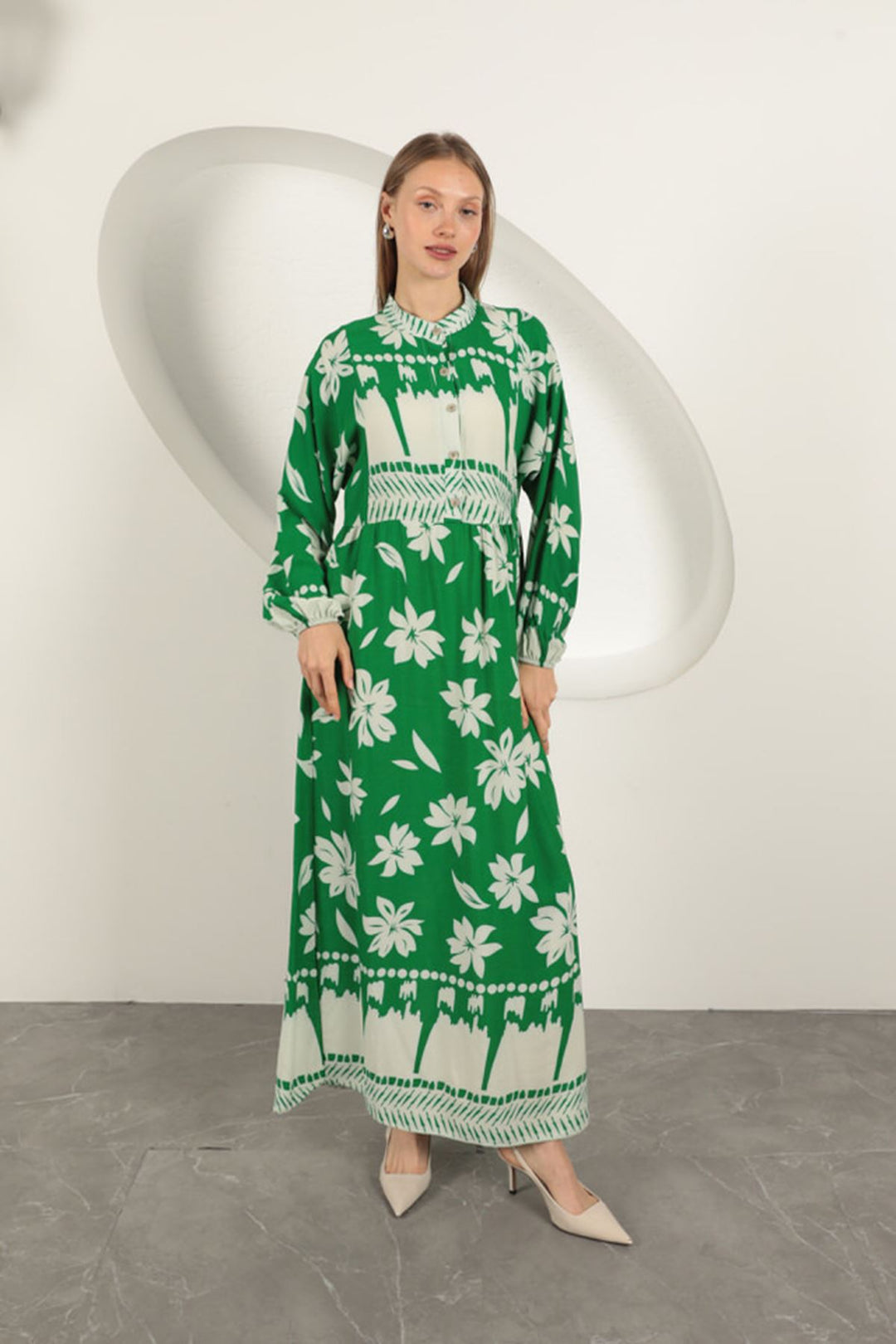 KKT Viscose Fabric Floral Patterned Dress-Green - Lüneburg