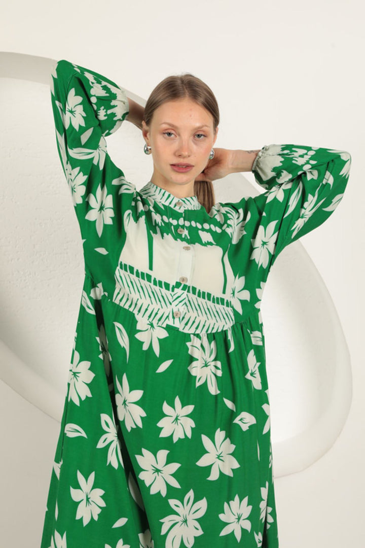 KKT Viscose Fabric Floral Patterned Dress-Green - Lüneburg