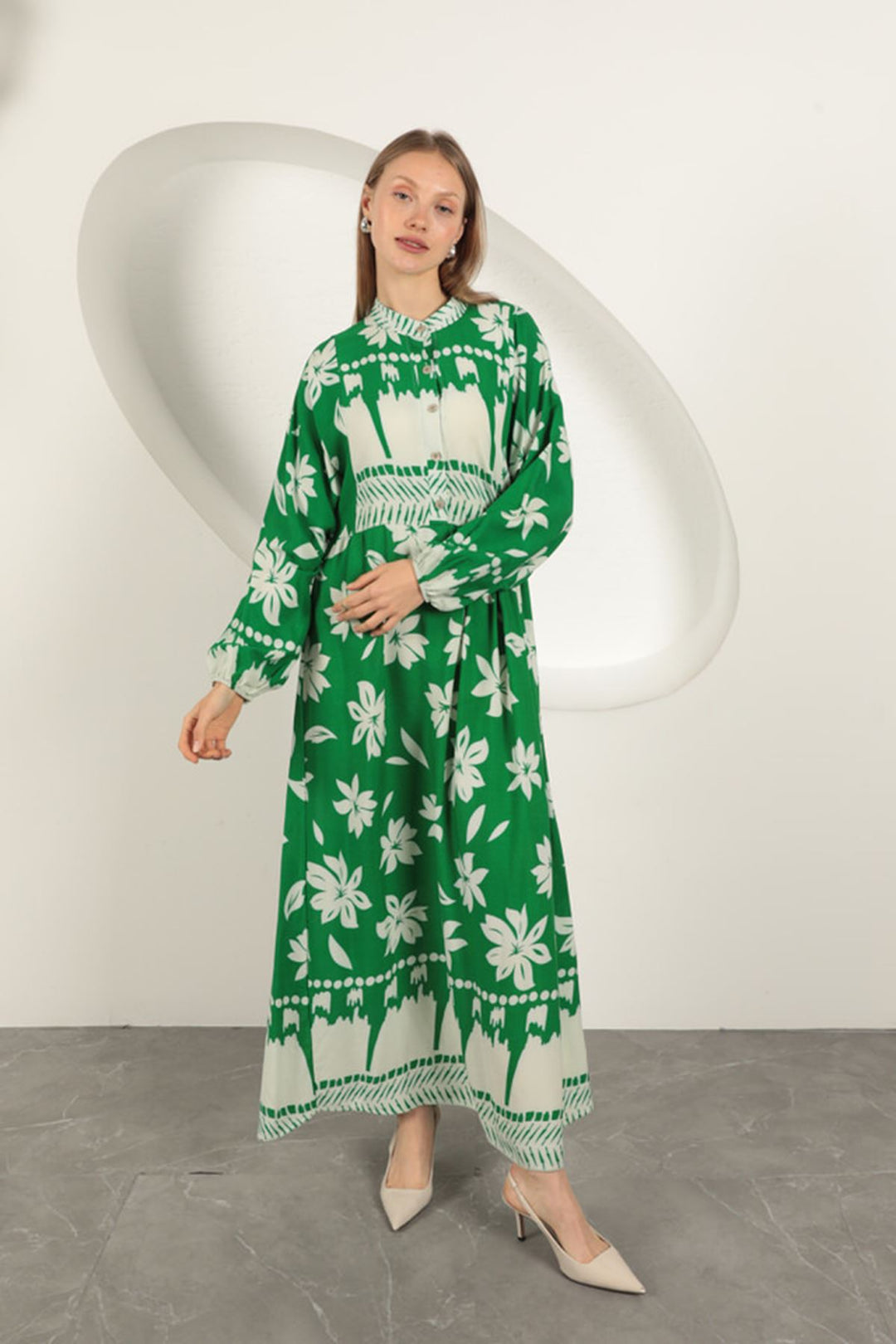 KKT Viscose Fabric Floral Patterned Dress-Green - Lüneburg