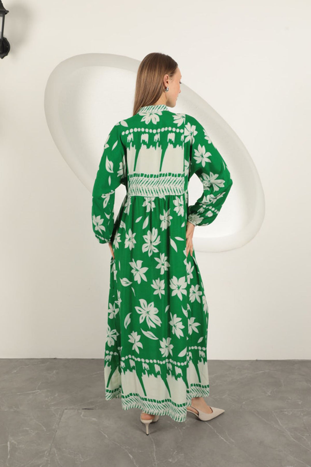 KKT Viscose Fabric Floral Patterned Dress-Green - Lüneburg