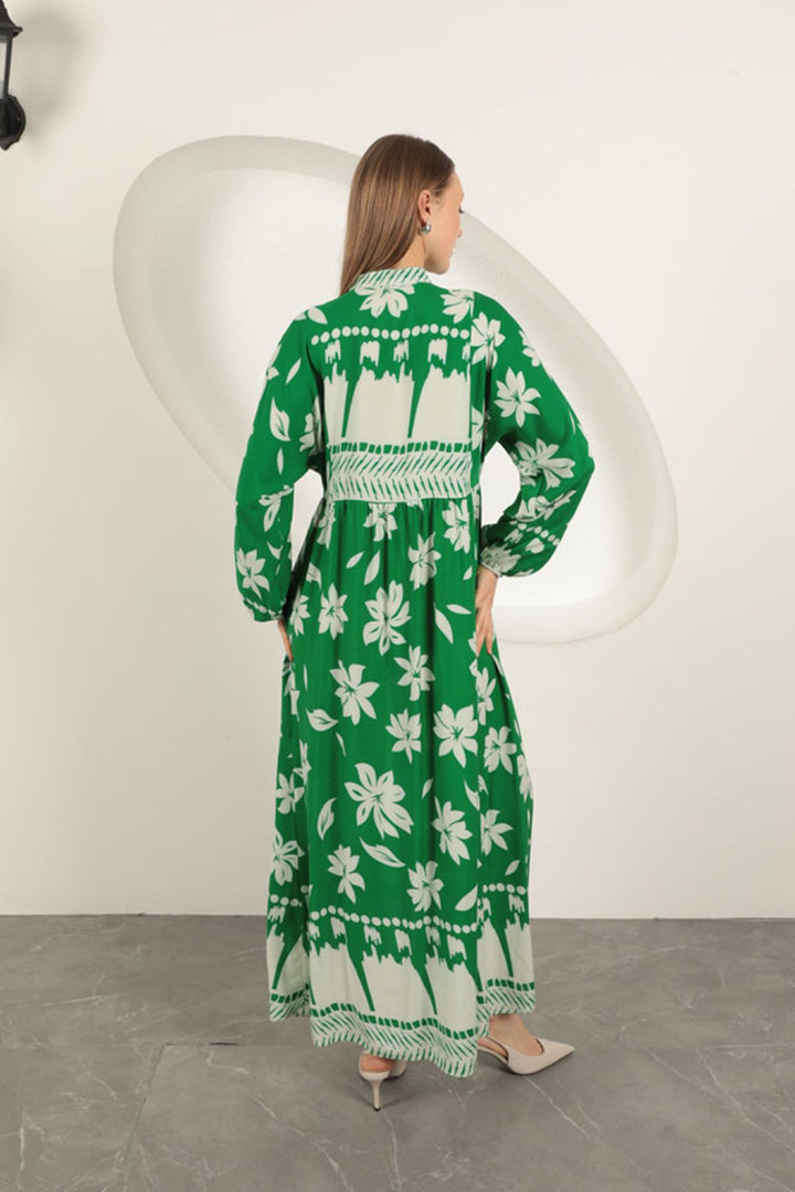 KKT Viscose Fabric Floral Patterned Dress-Green - Lüneburg