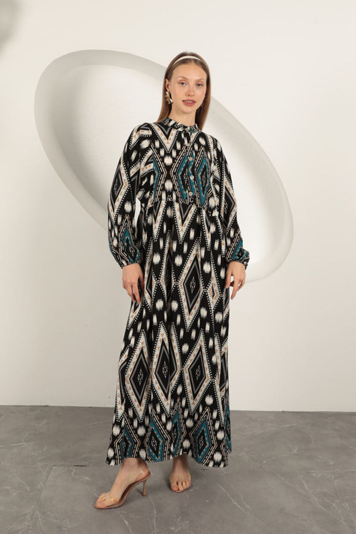 KKT Viscose Fabric Ethnic Pattern Dress-Oil - Cheltenham