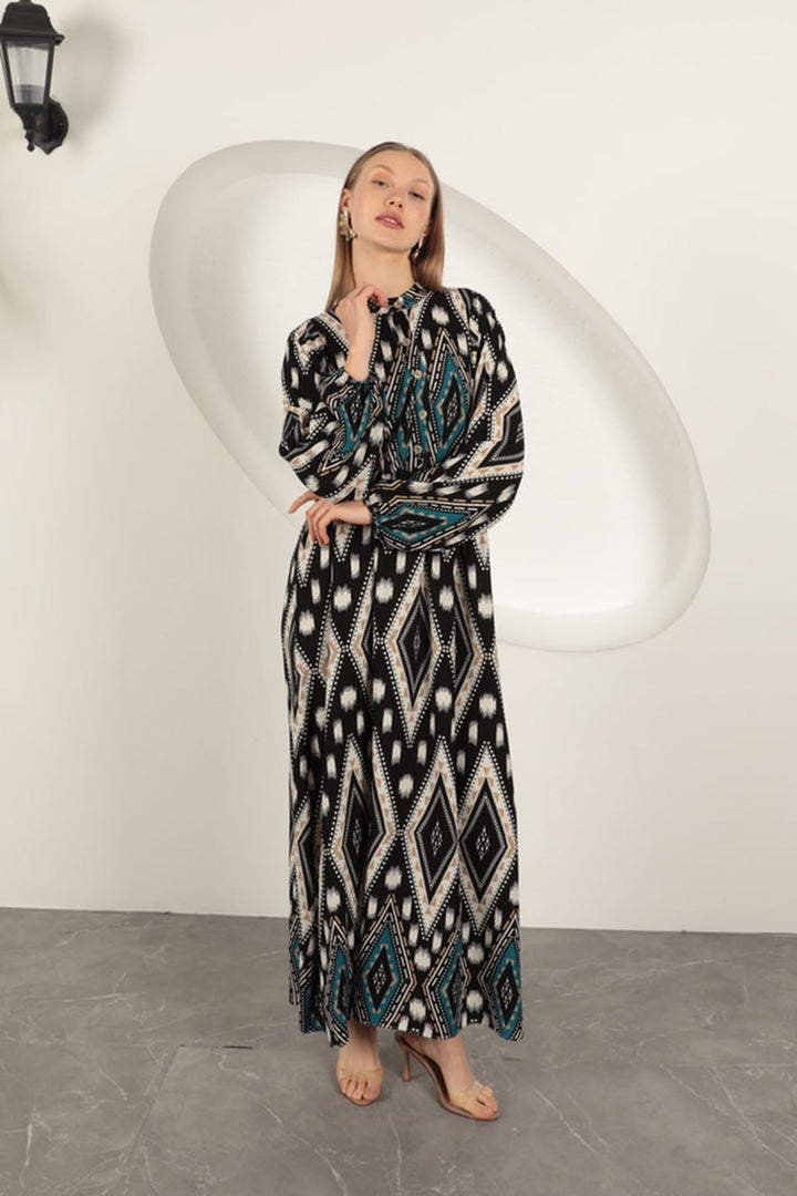 KKT Viscose Fabric Ethnic Pattern Dress-Oil - Cheltenham