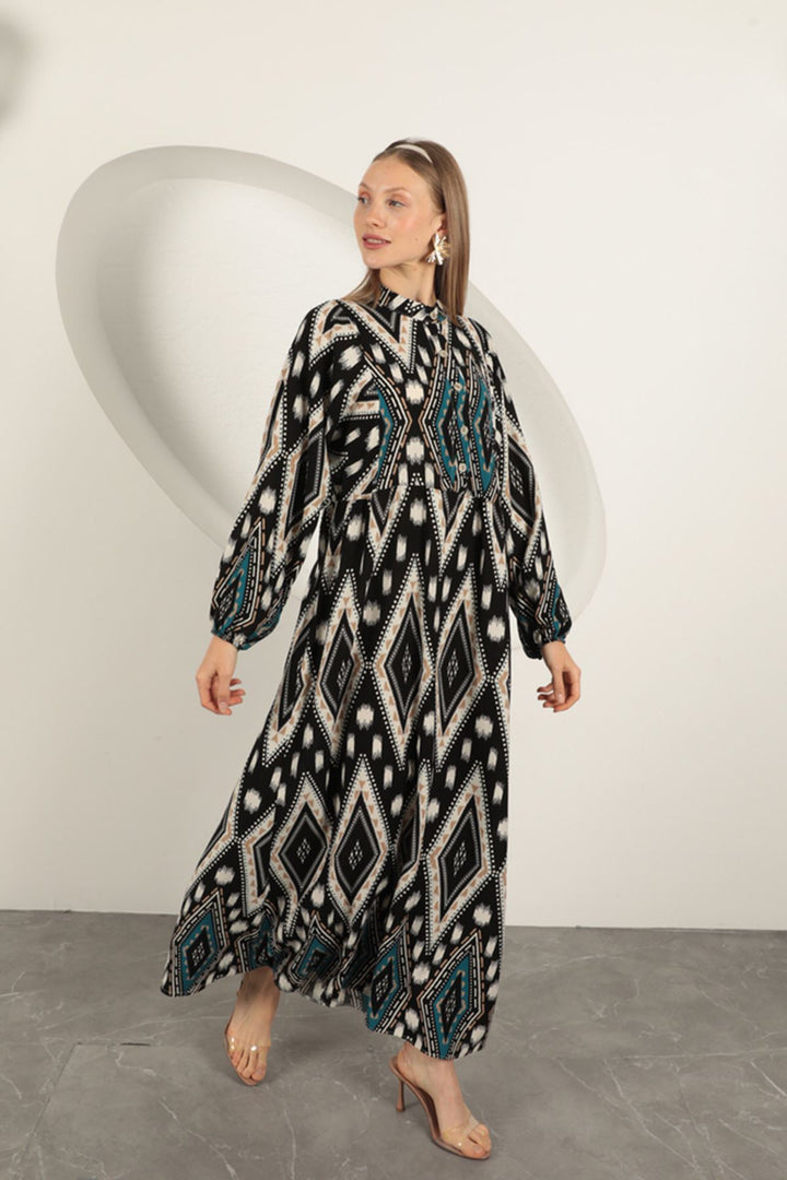 KKT Viscose Fabric Ethnic Pattern Dress-Oil - Cheltenham