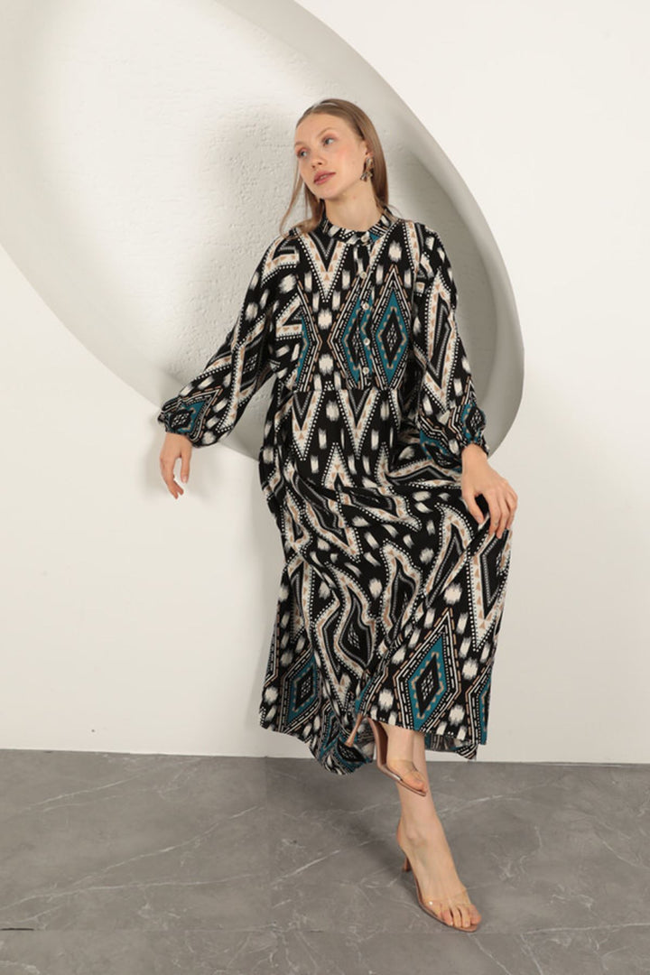 KKT Viscose Fabric Ethnic Pattern Dress-Oil - Cheltenham