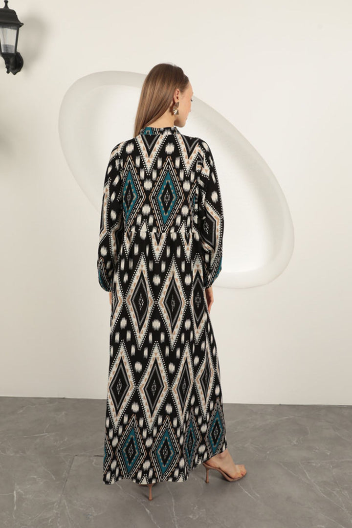 KKT Viscose Fabric Ethnic Pattern Dress-Oil - Cheltenham