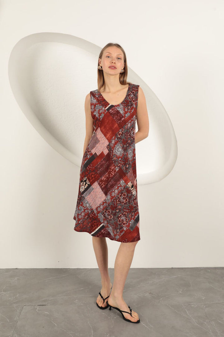 KKT Viscose Fabric Ethnic Patterned Dress-Terra - Ibbenbüren