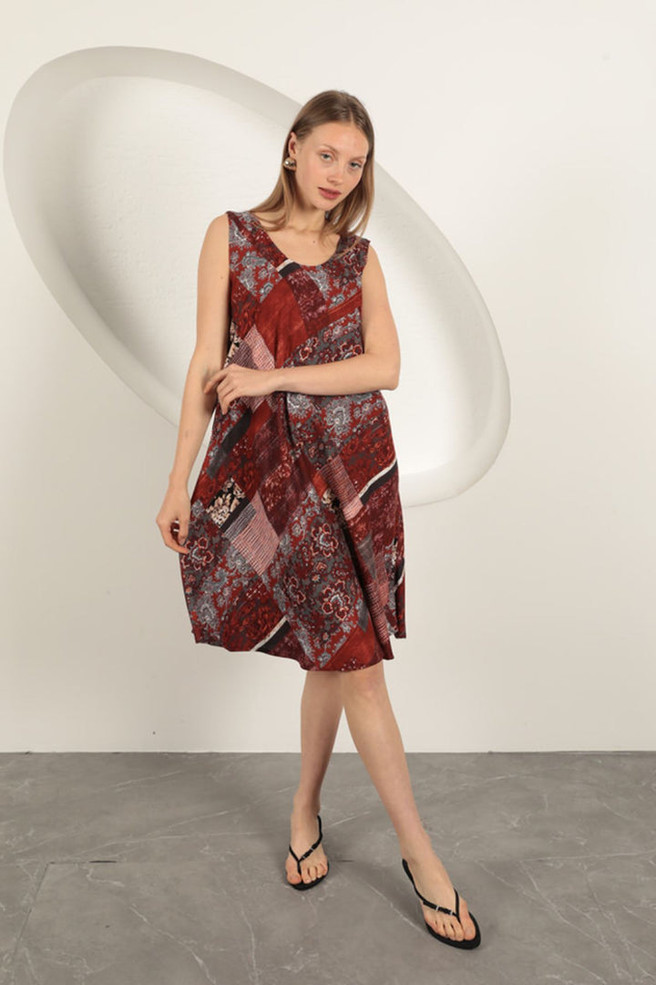 KKT Viscose Fabric Ethnic Patterned Dress-Terra - Ibbenbüren