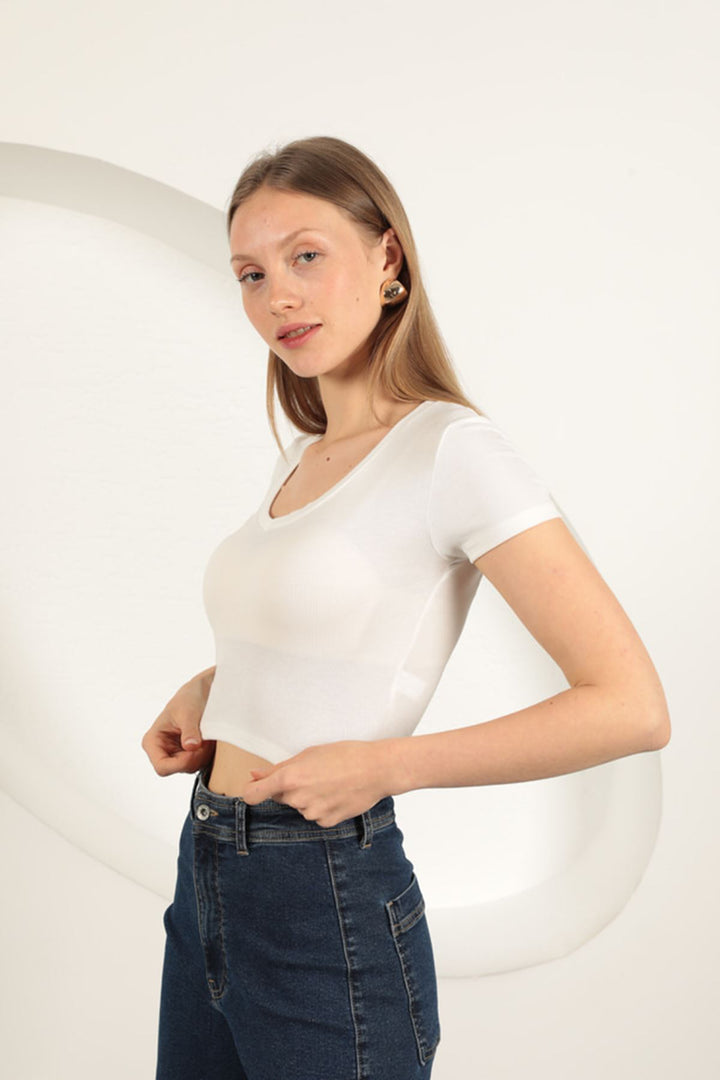 KKT V Neck Basic T-Shirt-Ecru - Seattle