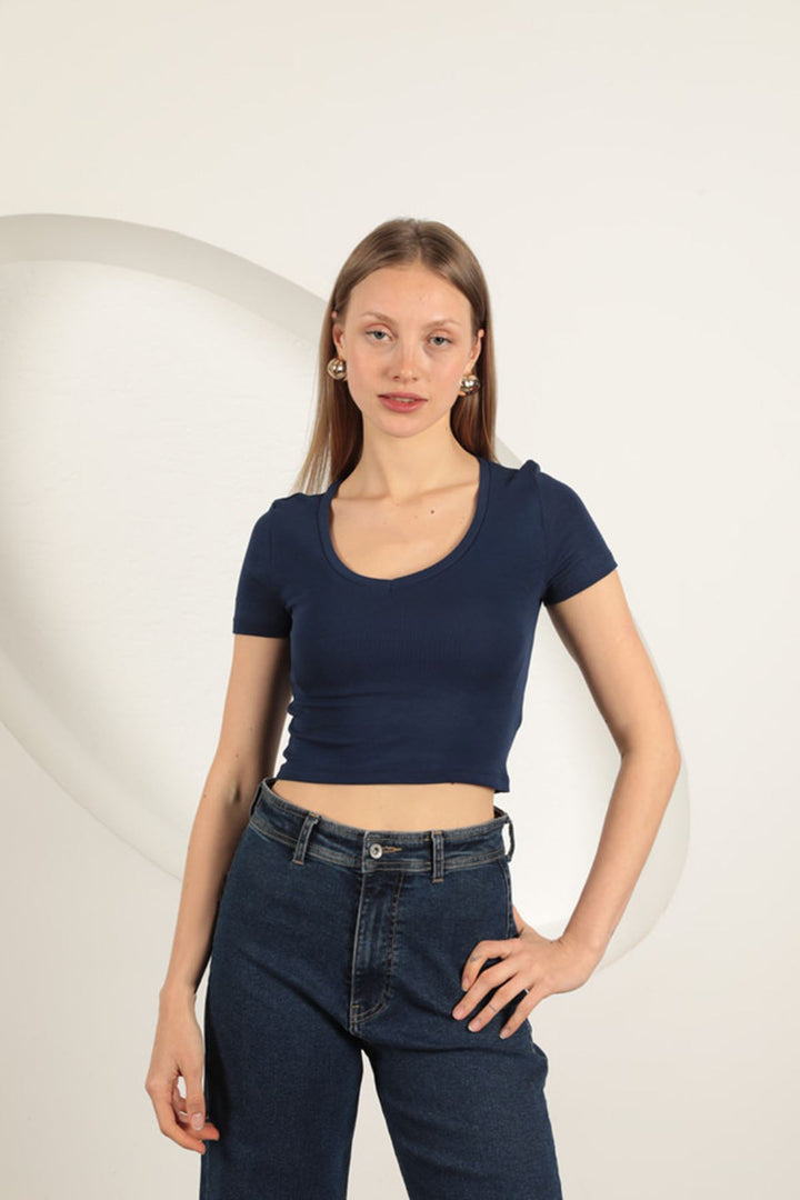 KKT V Neck Basic T-Shirt-Navy Blue - San Luis de la Paz