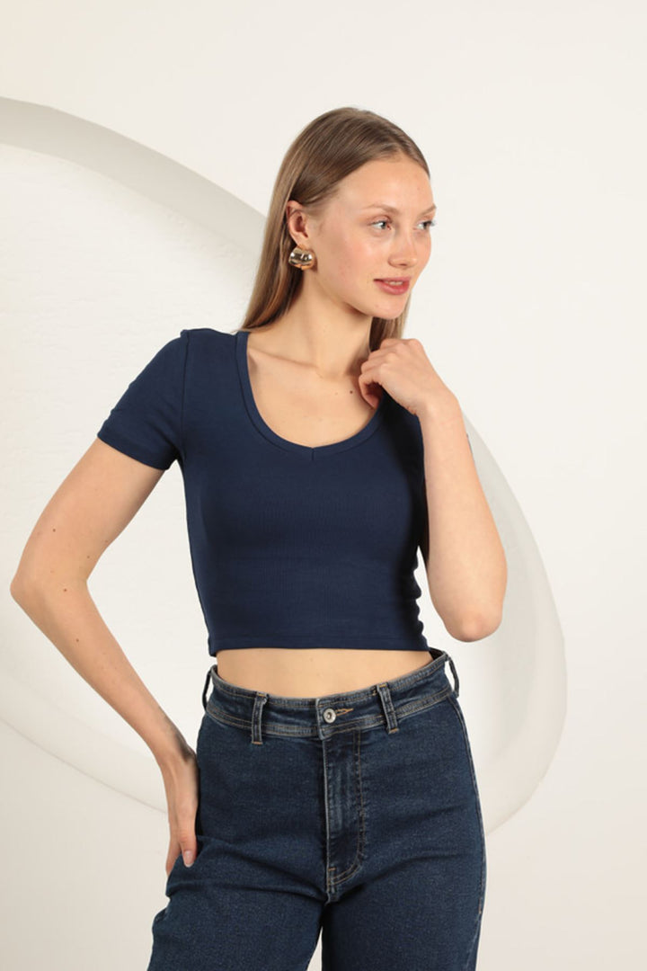 KKT V Neck Basic T-Shirt-Navy Blue - San Luis de la Paz