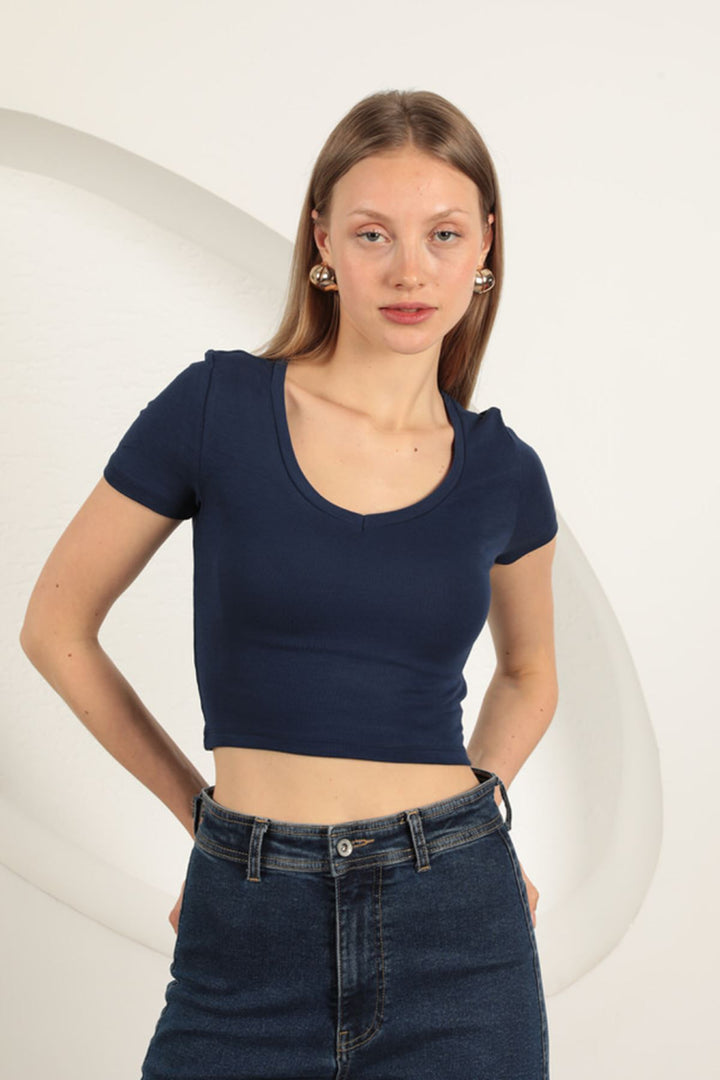 KKT V Neck Basic T-Shirt-Navy Blue - San Luis de la Paz