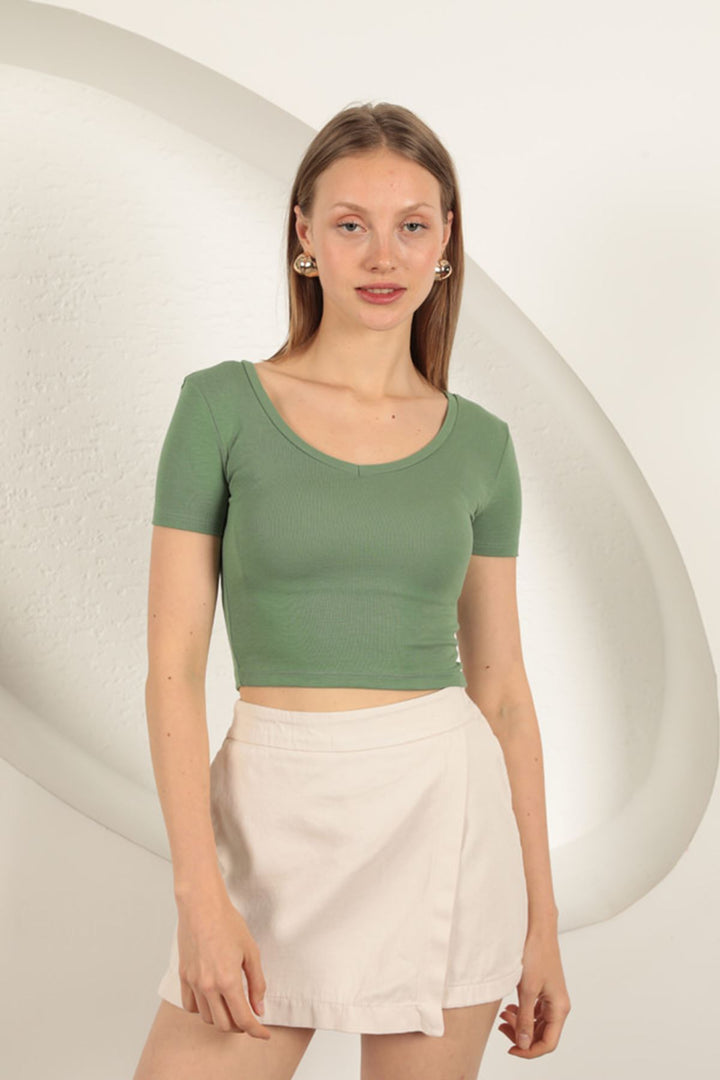 KKT V Neck Basic T-Shirt-Khaki - Blanes