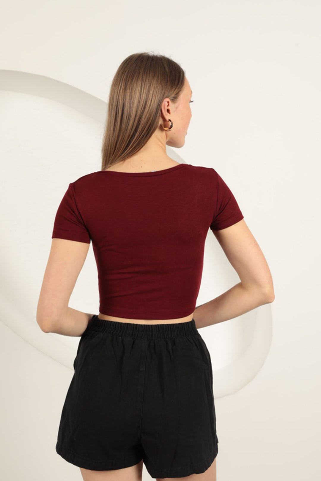 KKT V Neck Basic T-Shirt-Burgundy - Salamanca