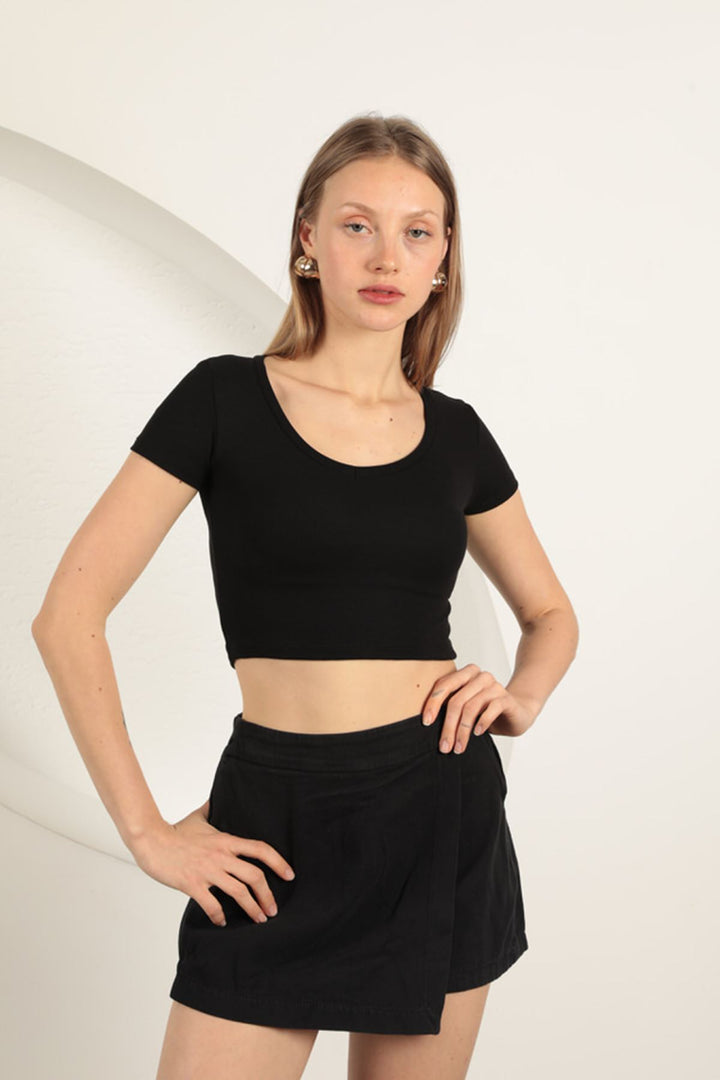 KKT V Neck Basic T-Shirt-Black - West Valley City