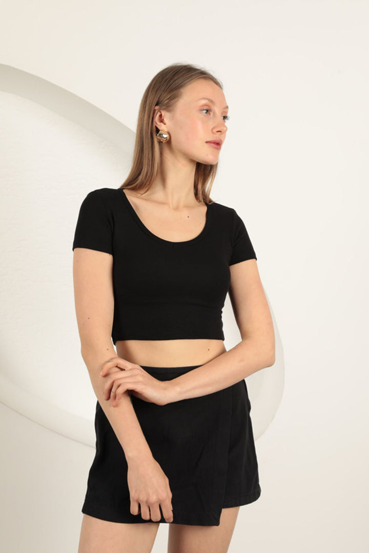 KKT V Neck Basic T-Shirt-Black - West Valley City