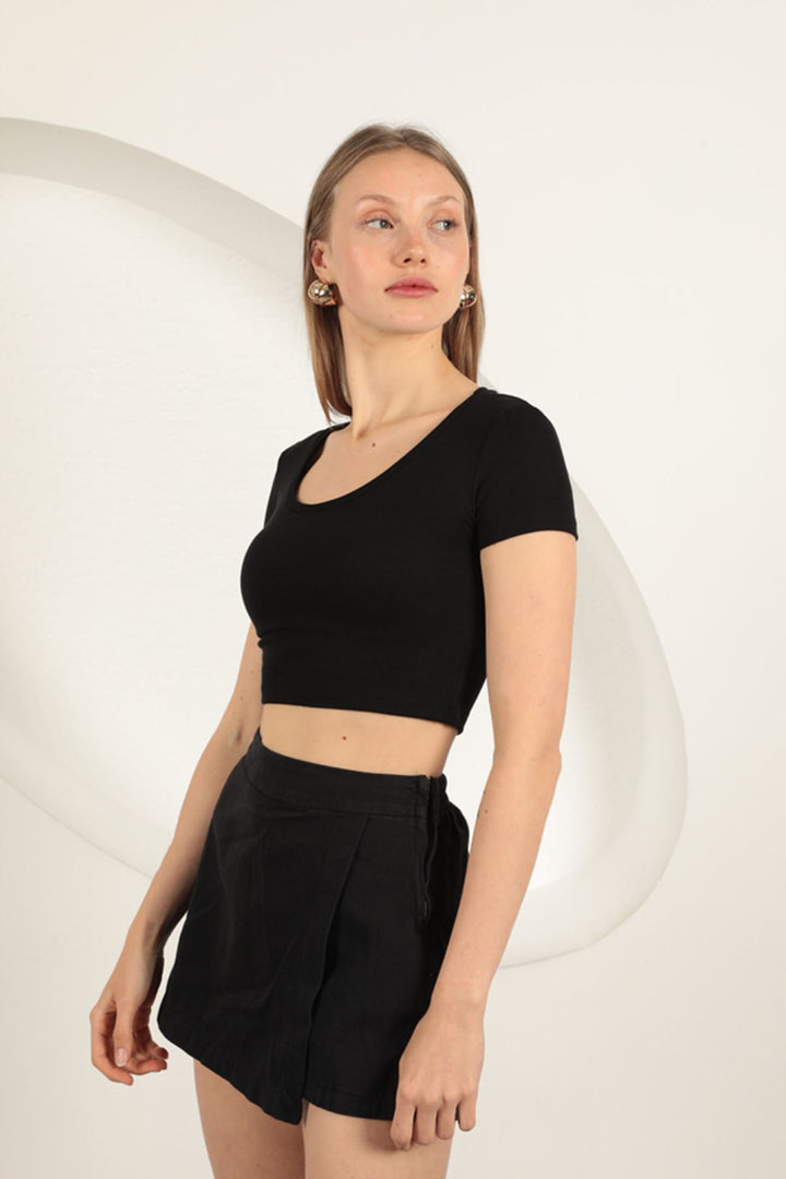 KKT V Neck Basic T-Shirt-Black - West Valley City