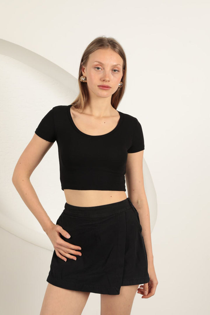 KKT V Neck Basic T-Shirt-Black - West Valley City
