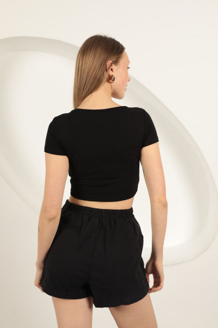 KKT V Neck Basic T-Shirt-Black - West Valley City