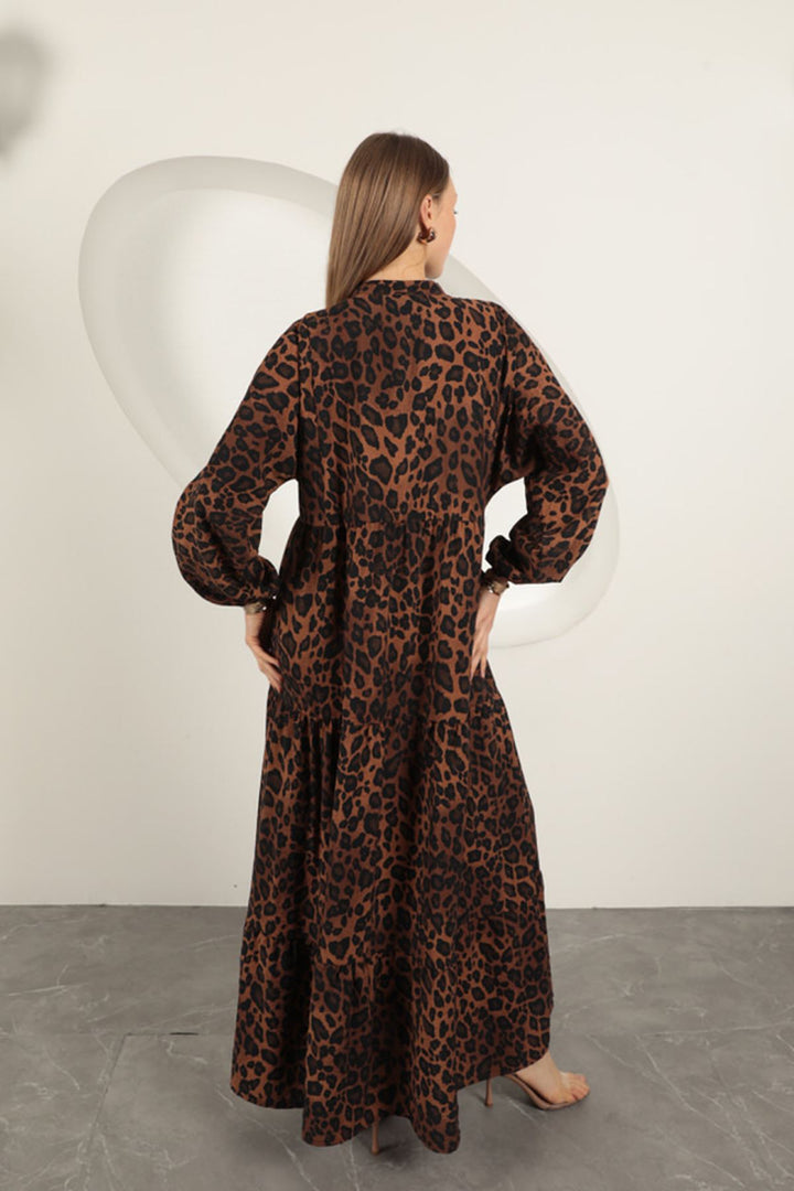 KKT Viscose Fabric Leopard Pattern Dress-Coffee - St. George