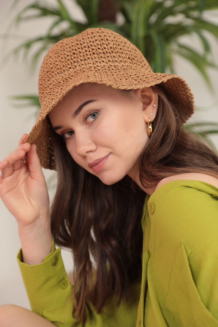 KKT Handmade Straw Hat-Camel - Mislata