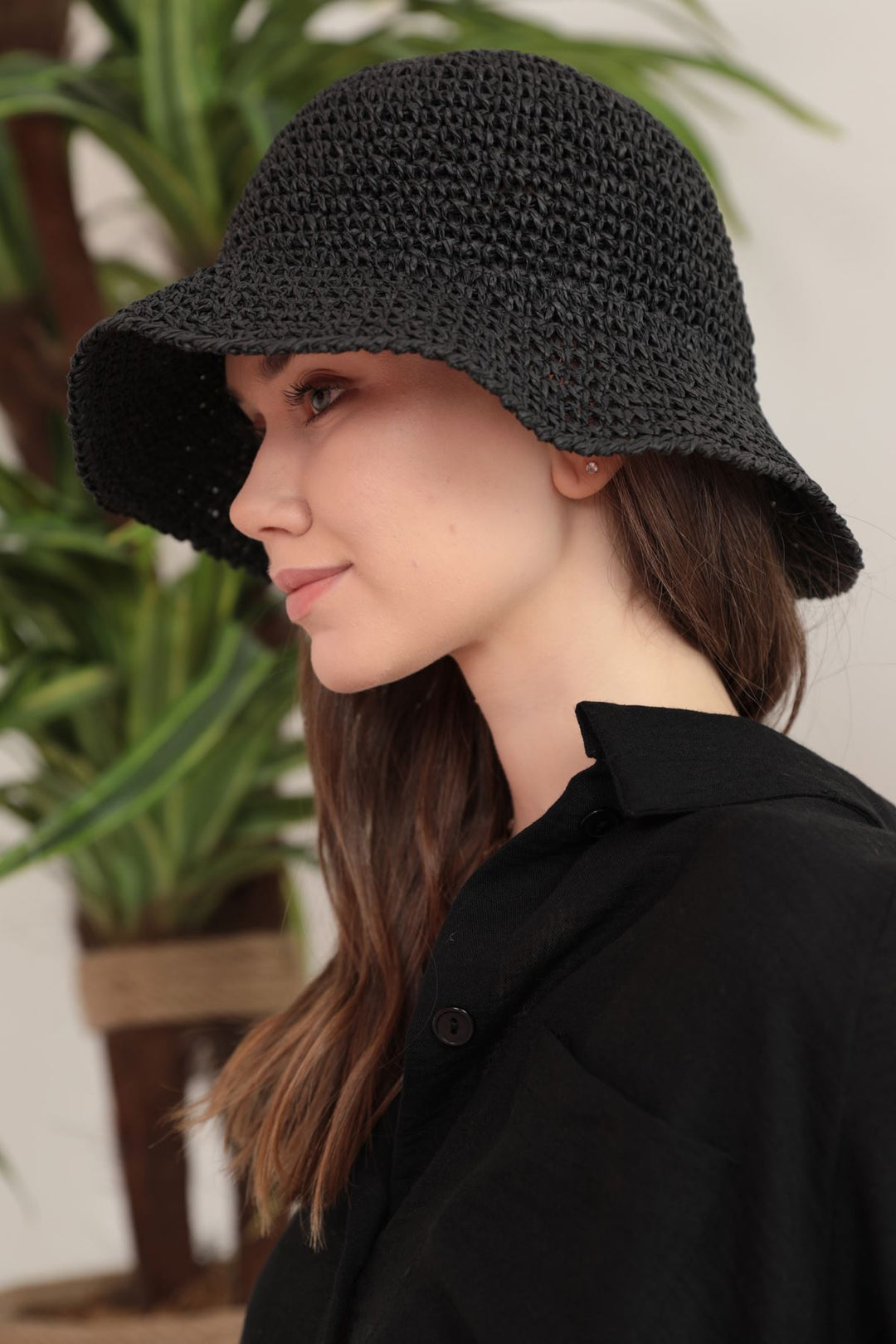 KKT Handmade Straw Hat-Black - Lissone
